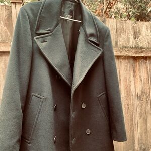 Black Wool Cashmere Veritas Franco Valeri 40R Men’s Pea Coat